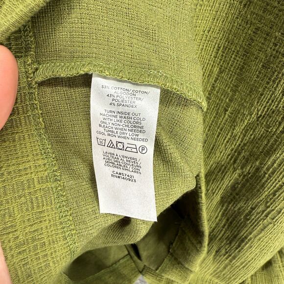 Loft Button Up Top Women L Large Green V-Neck Short Sleeve Cotton Casual Solid - Picture 4 of 7